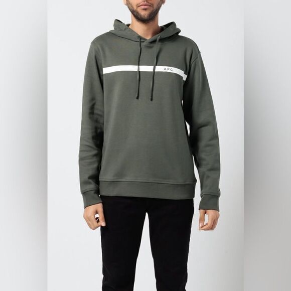 A.P.C. Logo Stripe Hooded Sweatshirt Sz. XS - Picture 1 of 8